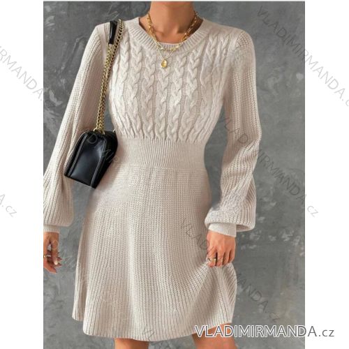 Women's Short Knitted Long Sleeve Dress (S/M ONE SIZE) ITALIAN FASHION IM424325