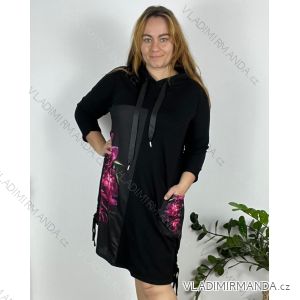 Šaty volnočasové dlouhý rukáv dámské nadrozměr (54/56/58 ONE SIZE) ITALSKÁ MÓDA IM424706-1/DUR