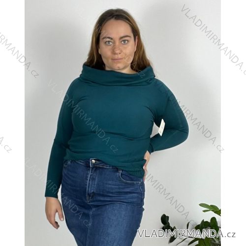 Svetr dlouhý rukáv dámský nadrozměr (42/44/46 ONE SIZE) TALIANSKA MóDA IMSM24ZS8173/DR 42/44 svetle petrolejová