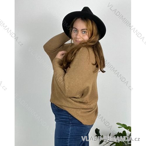 Women's oversize sweater with print (M / L ONE SIZE) ITALIAN FASHION IMB22KELLY 56/58 Brown