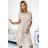 Women's Short Sleeve Shirt Dress (S / M ONE SIZE) ITALIAN FASHION IM422633 M / L beige