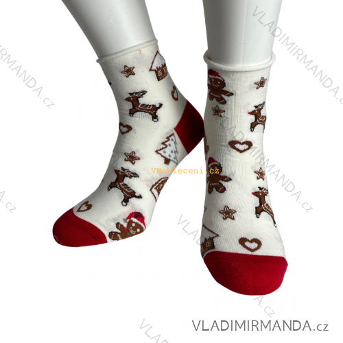 Ponožky vánoční veselé slabé dámské perníček (35-37, 38-40) POLSKÁ MÓDA DPP23381