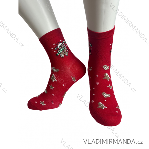 Ponožky vianočné veselé slabé dámske sob (35-37, 38-40) POLSKÁ MÓDA DPP24PERNICEK/DR 38-40 červená