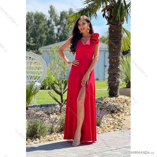 Women's strapless tulle party dress (S/M/L ONE SIZE) ITALIAN FASHION IM923001 růžová malinová 34