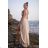 Women's strapless tulle party dress (S/M/L ONE SIZE) ITALIAN FASHION IM923001 béžová smetanová 48