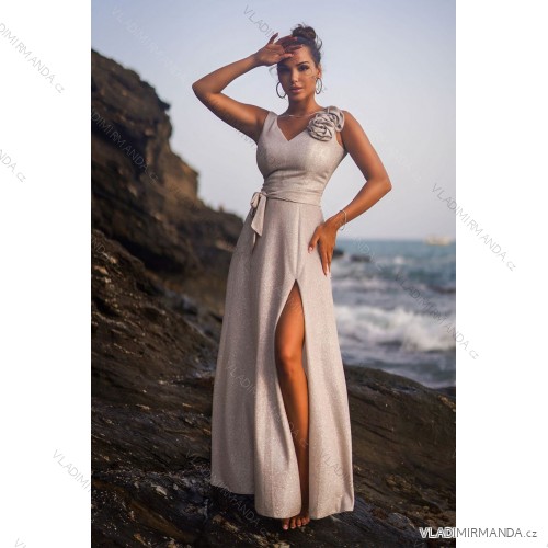 Women's strapless tulle party dress (S/M/L ONE SIZE) ITALIAN FASHION IM923001 béžová smetanová 48