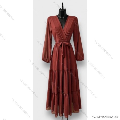 Women's Long Sleeve Summer Dress (S/M ONE SIZE) ITALIAN FASHION IMPES238990 light brown S/M/L