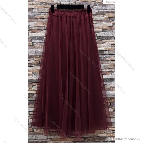 Sukně dlouhá dámská (S/M/L ONE SIZE) ITALSKÁ MÓDA IMPES24TULIPA vínová S/M/L