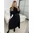 Sukně dlouhá skládaná s páskem dámská (S/M ONE SIZE) ITALSKÁ MÓDA IMM23U6295/DU S/M Černá