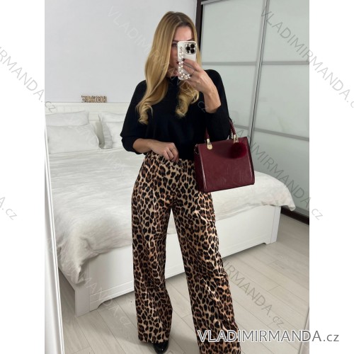 Nohavice elegantné dámske (S/M/L ONE SIZE) IMM24M11793/DU - hnedá - S/M/L