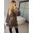 Women's Elegant Chiffon Long Sleeve Leopard Dress (S/M ONE SIZE) ITALIAN FASHION IMM24M4095 -   Brown
 -   S / M