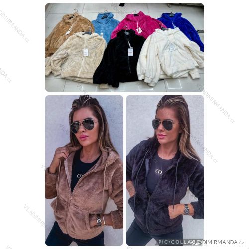 Mikina s kapucí beránek dlouhý rukáv dámská (S-XL) ITALSKÁ MÓDA IMWBL24106