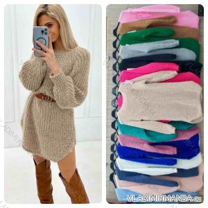 Svetr šaty pletené dlouhý rukáv dámské (S/M/L ONE SIZE) ITALSKÁ MÓDA IMWBL24108