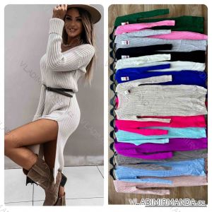 Svetr šaty pletené dlouhý rukáv dámské (S/M/L ONE SIZE) ITALSKÁ MÓDA IMWBL24109