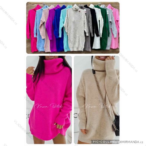 Svetr šaty pletené s rolákem dlouhý rukáv dámské (S/M/L ONE SIZE) ITALSKÁ MÓDA IMWBL24110