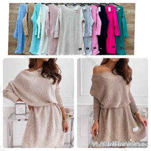 Svetr šaty pletené dlouhý rukáv dámské (S/M/L ONE SIZE) ITALSKÁ MÓDA IMWBL24120