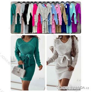 Šaty pletené dlouhý rukáv dámské (S/M/L ONE SIZE) ITALSKÁ MÓDA IMWBL24125