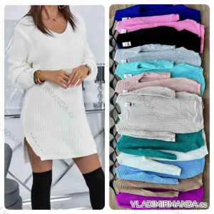 Svetr šaty pletené dlouhý rukáv dámské (S/M/L ONE SIZE) ITALSKÁ MÓDA IMWBL24127