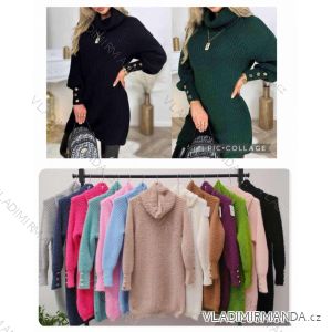 Svetr šaty pletené s rolákem dlouhý rukáv dámské (S/M/L ONE SIZE) ITALSKÁ MÓDA IMWBL24145