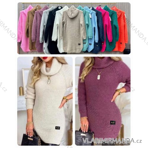 Svetr šaty pletené s rolákem dlouhý rukáv dámské (S/M/L ONE SIZE) ITALSKÁ MÓDA IMWBL24147