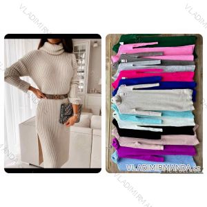 Šaty pletené s rolákem dlouhý rukáv dámské (S/M/L ONE SIZE) ITALSKÁ MÓDA IMWBL24151