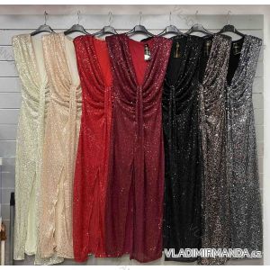 Šaty dlouhé elegantní třpytivé s flitry bez rukávu dámské (S/M/L ONE SIZE) ITALSKÁ MÓDA IMWAE241264