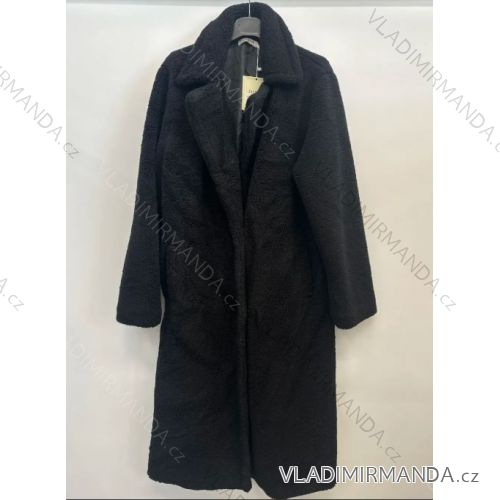 Kabát dlouhý  teddy dlouhý rukáv dámský (S/M/L ONE SIZE) ITALSKÁ MÓDA IMPSH24230125
