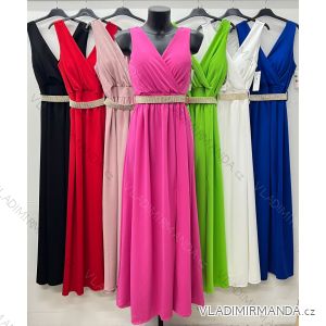 Šaty dlouhé společenské s páskem na ramínka dámské (S/M/L ONE SIZE) ITALSKÁ MÓDA IM424803