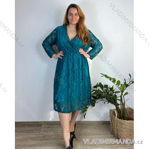 Šaty elegantné s čipkou dlouhý rukáv dámske nadrozměr (54/56/58ONE SIZE) TALIANSKA MóDA IM424TOSKANA