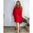 Šaty elegantní s krajkou dlouhý rukáv dámské nadrozměr (54/56/58 ONE SIZE) ITALSKá MóDA IM424VICTORY/DR 56/58 červená