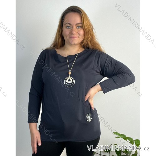 Tunika dlouhý rukáv dámská nadrozměr (52/54/56 ONE SIZE) ITALSKÁ MÓDA IM723053/DR 52/54 Černá