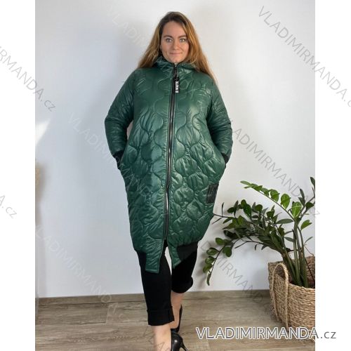 Bunda s kapucí dámská nadrozměr (2XL/3XL ONE SIZE) ITALSKÁ MÓDA IM423768/DR smaragdová 2XL/3XL