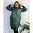 Bunda s kapucí dámská nadrozměr (2XL/3XL ONE SIZE) ITALSKÁ MÓDA IM423768/DR smaragdová 2XL/3XL