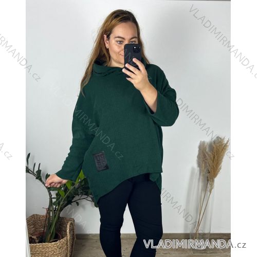 Women's Plus Size Long Sleeve Zipper Hooded Sweatshirt (XL/2XLONE SIZE) ITALIAN FASHION IMD23429