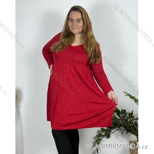 Šaty elegantní dlouhý rukáv dámské nadrozměr (54/56/58 ONE SIZE) ITALSKÁ MÓDA IM424STAR