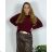 Summer long sleeve flowered women's dress (UNI S / L) ITALIAN FASHION IMK20150 48/50 wine