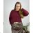 Summer long sleeve flowered women's dress (UNI S / L) ITALIAN FASHION IMK20150 48/50 wine
