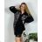 Women's Plus Size Long Pants and Long Sleeve Shirt Set (L/XL/2XL ONE SIZE) POLISH FASHION IMWT23BELLA  black