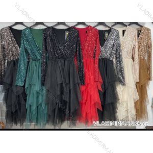 Šaty s flitry dlouhý rukáv dámské (XS/S/M ONE SIZE) ITALSKÁ MÓDA IMWGS241312