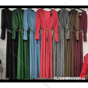 Šaty s flitry dlouhý rukáv dámské (S/M/L ONE SIZE) ITALSKÁ MÓDA IMWGS241314