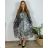 Women's Long Chiffon Short Sleeve Dress (S/M ONE SIZE) ITALIAN FASHION IMWGS231048 silver