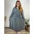 Šaty spoločenské dlhý rukáv dámske nadrozmer (3XL/4XL/5XL ONE SIZE) TALIANSKA MÓDA IM423LINDA/DU 3XL/4XL Čierna