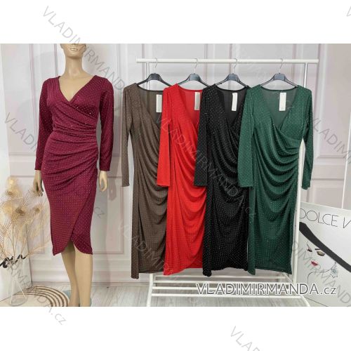 Šaty elegantní třpytivé dlouhý rukáv dámské (S/M/L ONE SIZE) ITALSKÁ MÓDA IMWHA241438
