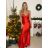 Šaty dlhé elegantné spoločenské na ramienka dámske (S/M ONE SIZE) TALIANSKA MÓDA IMPLP2322930135/DU S/M červená