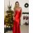 Šaty dlhé elegantné spoločenské na ramienka dámske (S/M ONE SIZE) TALIANSKA MÓDA IMPLP2322930135/DU S/M červená