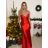 Šaty dlhé elegantné spoločenské na ramienka dámske (S/M ONE SIZE) TALIANSKA MÓDA IMPLP2322930135/DU S/M červená