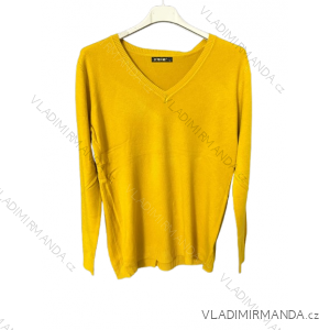 Svetr úpletový dlouhý rukáv dámský nadrozměr  (40/42/44) ONE SIZE) ITALSKÁ MÓDA IMM23M5817/DR