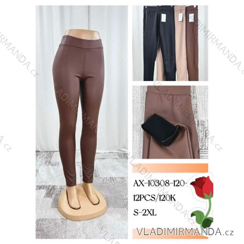 Legíny dlhé koženkové zateplené dámske (S-2XL) Qifeng QIF24AX-10308-120