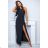 Women's Plus Size (42-46) Long Elegant Party Sleeveless Dress POLISH FASHION PMLBC23265-10 black 38