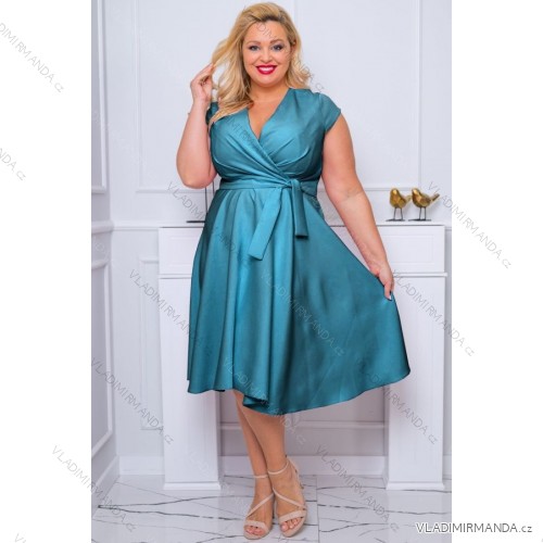 Damen Plus Size (42-46) langes elegantes ärmelloses Partykleid POLISH FASHION PMLBC23265-10 türkis 44